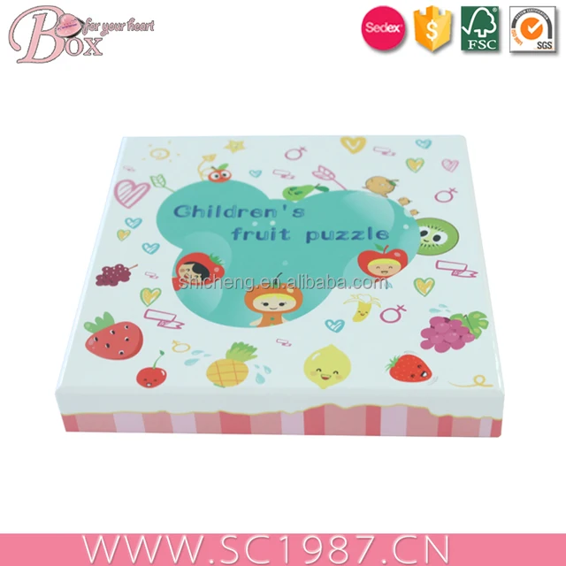 lovely cardboard kids cartoon gift box with flashcard