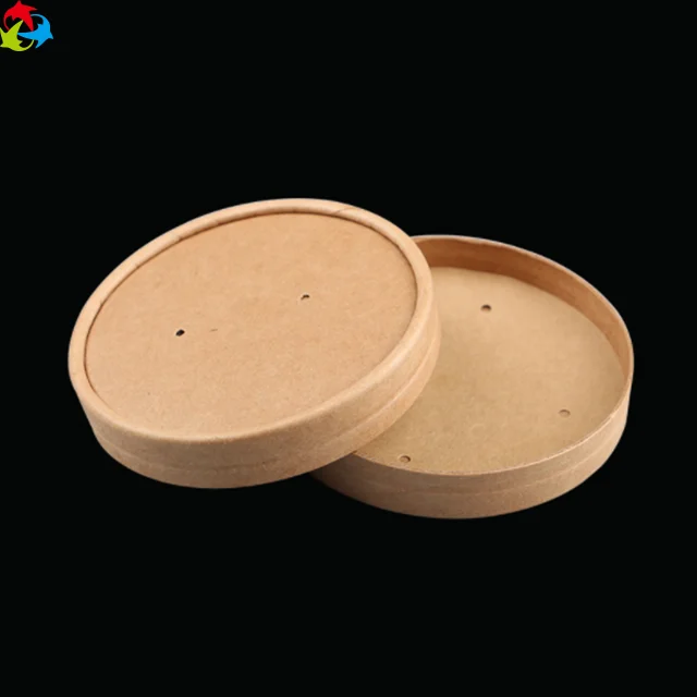 Custom Brown Disposable Take Away Hot Food Kraft Paper Bowl With Lid