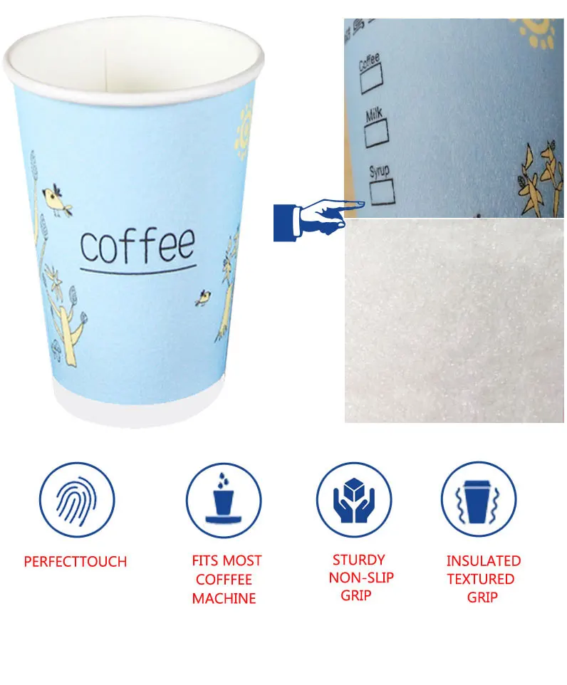 Wholesale Logo Printed Disposable Coffee Cups Foamed Heat Proof Coffee