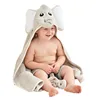 Baby Towel Organic Cotton Hooded Bath Towel,90*90cm,Washcloth Set for Newborn Infant Kids and Toddler Shower Gift - Elephant