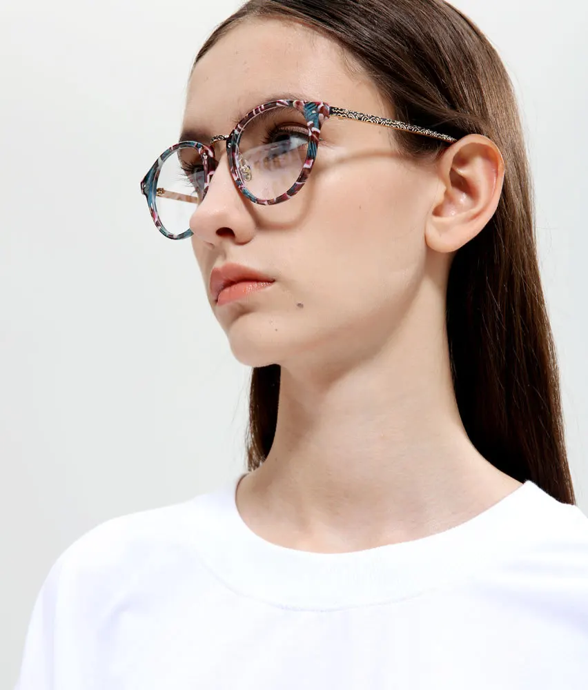 retro round eyeglasses women fashion flower frame glasses men