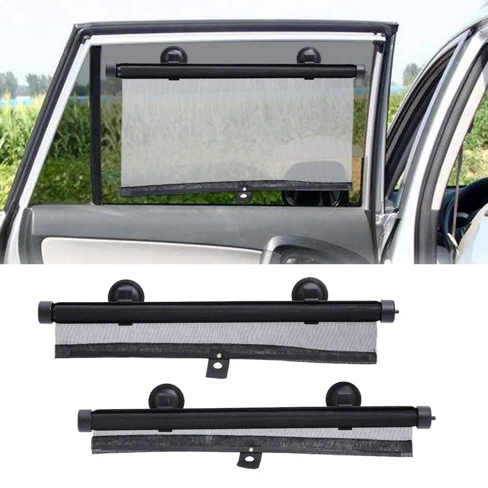 Sun Roller Blinds Car Sun Visor Harmful UV Rays and Glare Heat Protection for Kids Pets 2 Pack Car Window Shades Roller 40*60cm Retractable Sun Shade