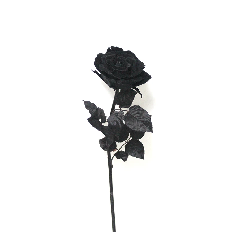 High End Quality China Artificial Flower Velvet Rose Flower Single Stem ...