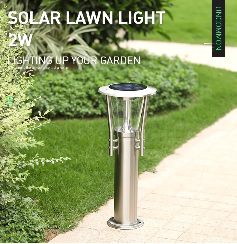 Wholesale Online 60CM Solar Powered Bollard Light Stainless Steel IP55 Waterproof 2W Led Garden Lawn Light