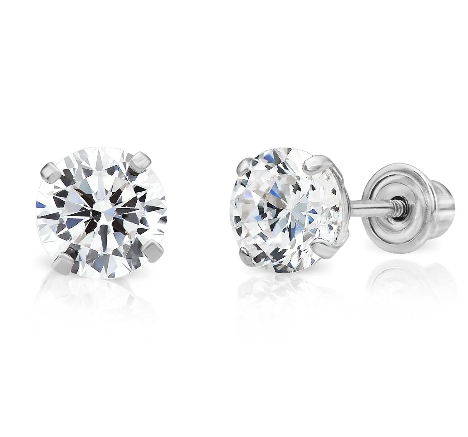 14k White Gold Cz Stud Earrings Find Get Quotations 14k White Gold Solitaire Cubic Zirconia Cz Stud Earrings With Secure Backs