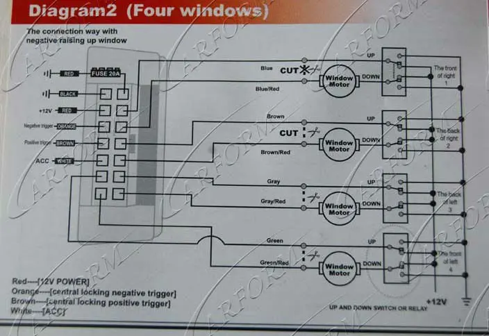 4 channel power window module схема подключения