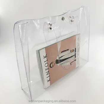 2018 China Pvc Bag Clear Plastic With Snap On Cosmetic Closure Bags Logo