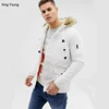 KY Zip up Button placket Functional pockets Ribbed cuffs Parka Jacket with Faux Fur Trim Hood ski jackets men outdoor jacket