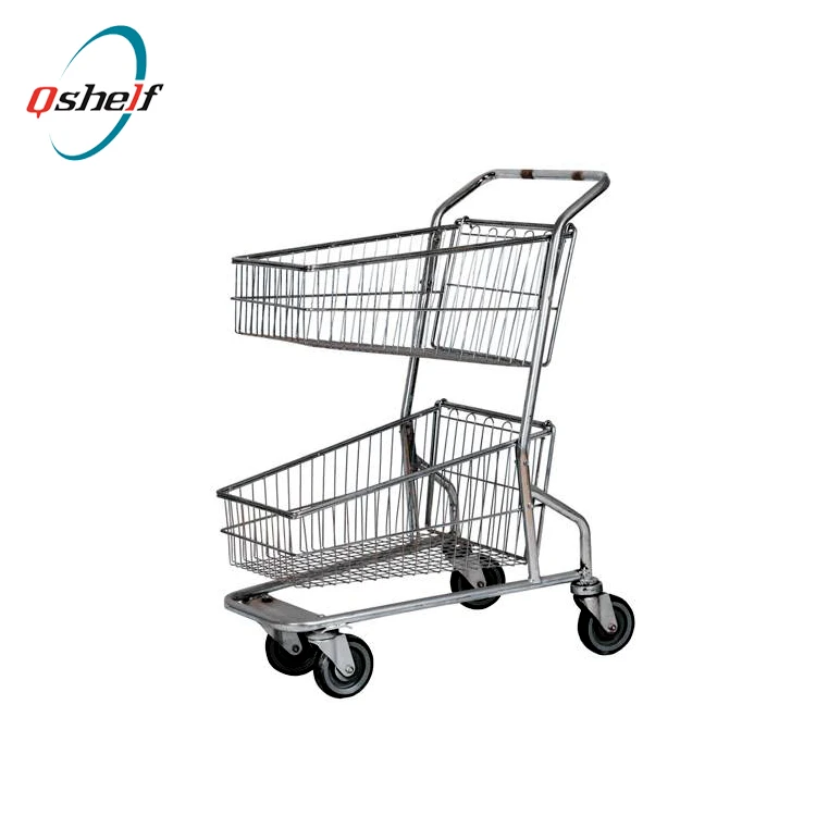 Hot Sale Supermarket Factory Custom Double Metal Basket Shopping