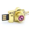 2019 Most Popular Camera Metal USB 2.0 8gb Crystal Diamond Camera Good Look Keychain U Disk 64gb