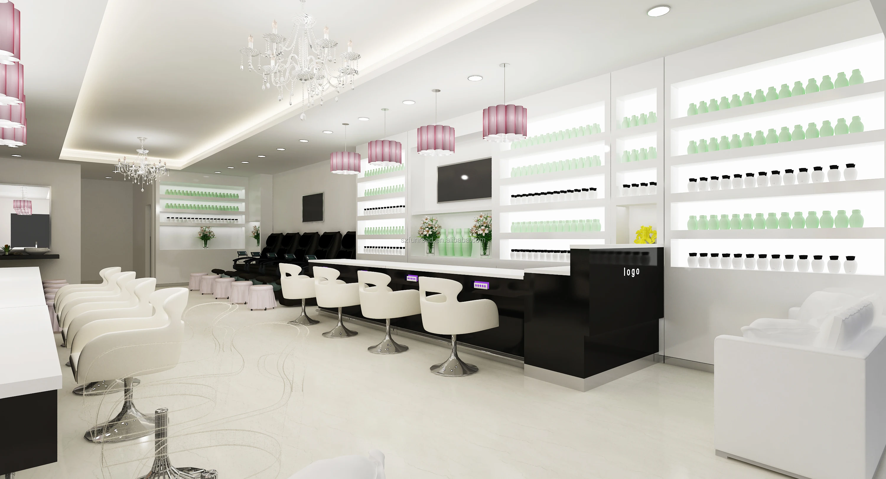 China manufacture high quality customized new design nail salon counter furniture display showcase with cheap price