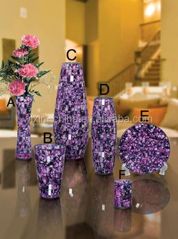 2016 Vase Sets Crackle Temper Purple Mosaic Wholesale Glass Vases