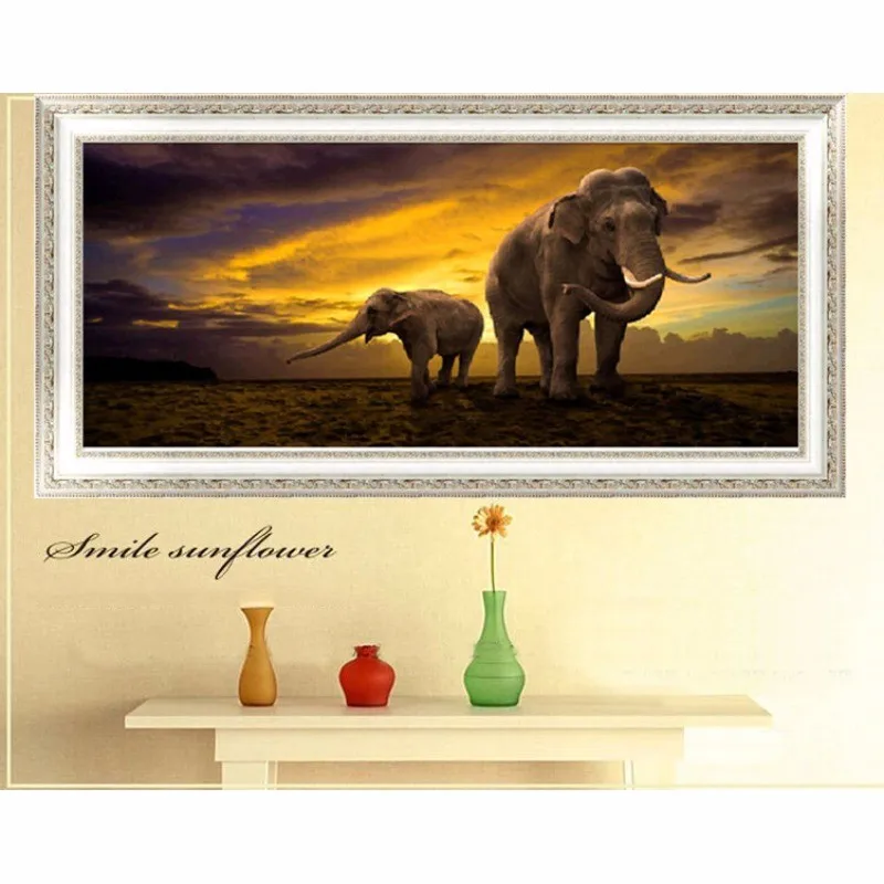 Lukisan Berlian Gajah Menjahit Bordir Hewan Terlihat Kit Gambar