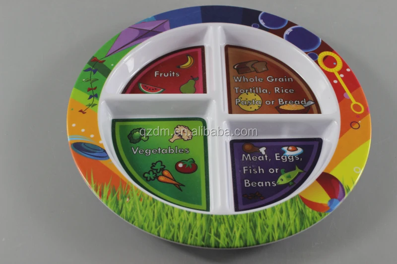 9inch Melamine 4 Divide Dish Plastic Food Section plate