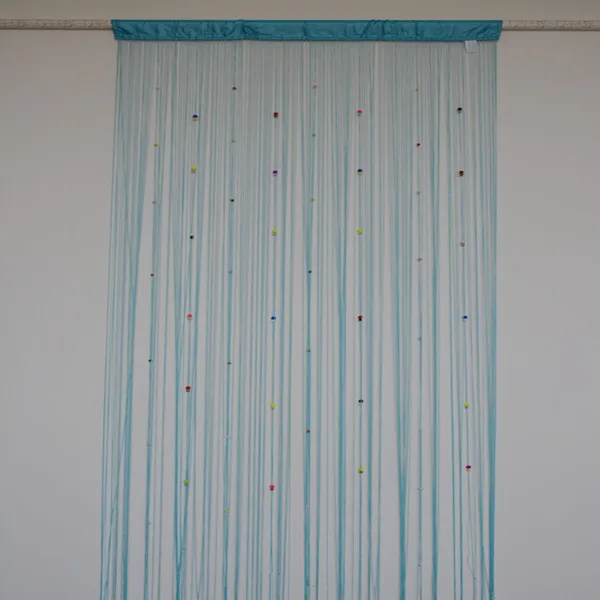Blue string beaded curtain