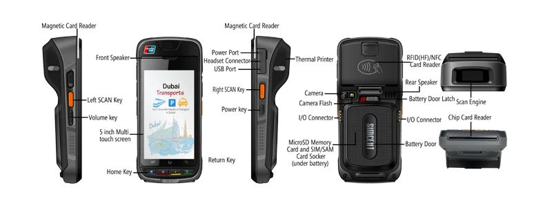 emv barcode scanner NFC IC Card reader Smartcard reader android handheld pos terminal