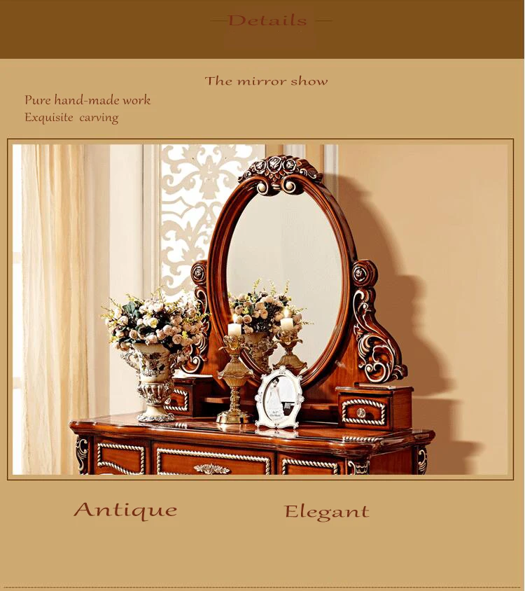 European mirror table antique bedroom dresser French furniture french dressing table pfy801