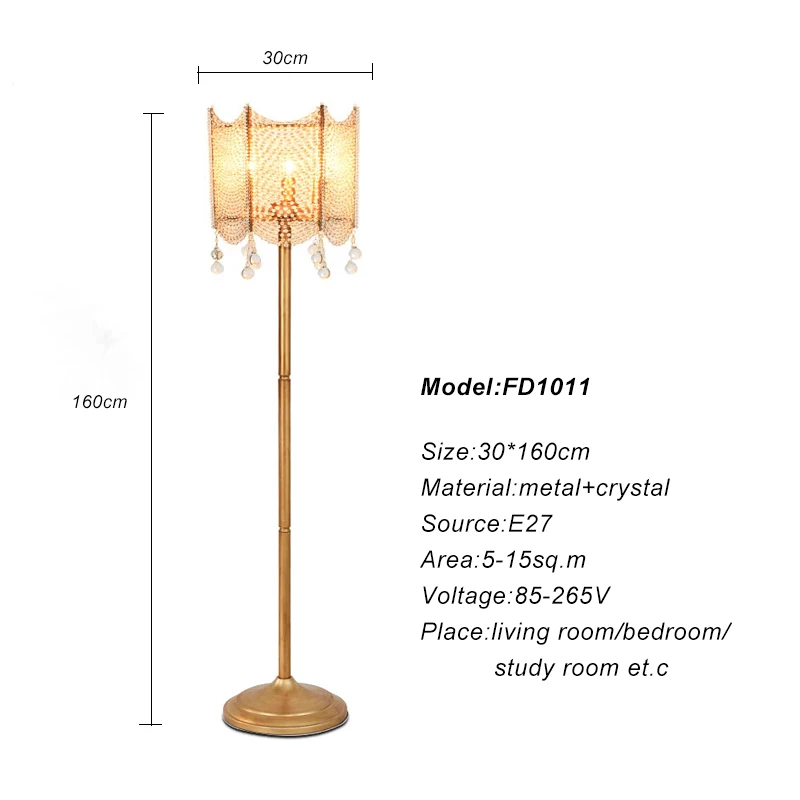 luxury fashion brief romantic bedside k9 crystal floor lamp for living room modern standing