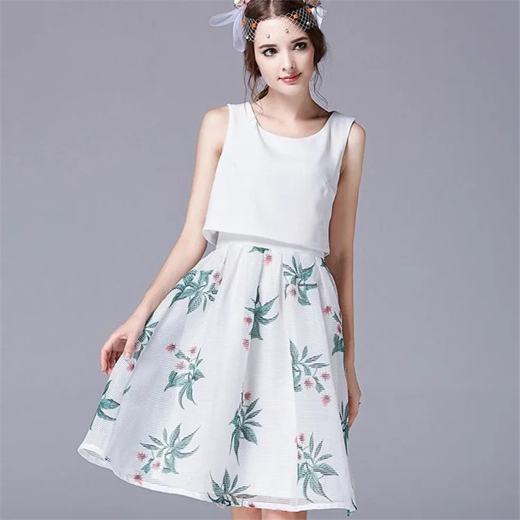 summer style summer dress 2015 sexy sleeveless Fake two