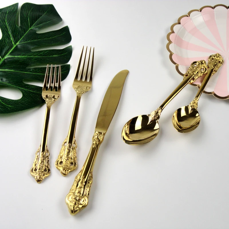 Pvd Gold Coating High Quality Unique Flatware Sets Dinnerware Sets