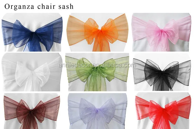 100%polyester snow organza wedding chair sash