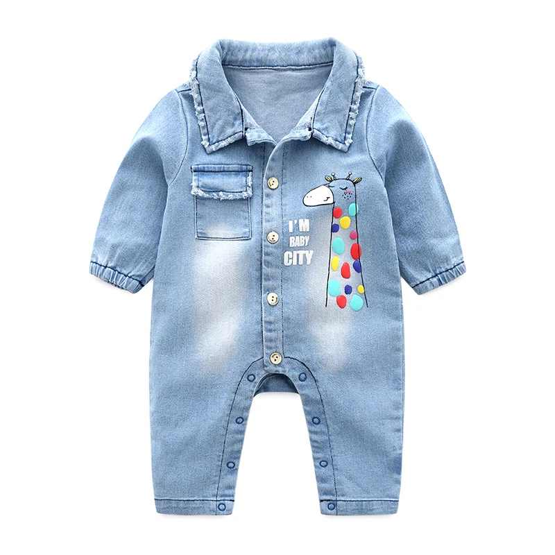 Wholesale Baby Girls Unique Demin Plain Jumpsuit Stylish Newborn Romper
