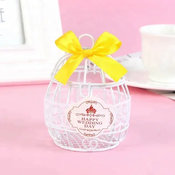 Wedding Candy Favor Box Yellow Ribbon Iron Art Bird Cage Chocolate Wedding Candy Favor Box Yellow Ribbon Iron Art Bird Cage Chocolate