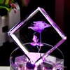 Custom 3d Laser Crystal Rose Cube with LED light /Birthday Cake Wedding&Gift Favors