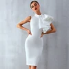 High Quality Summer Sleeveless Sexy Women Party Wear Fashion White Bandage Midi Dress