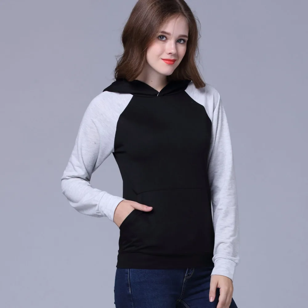 Spring Autumn Black And White Plain Pullover Woman Hoodies Buy Cheap