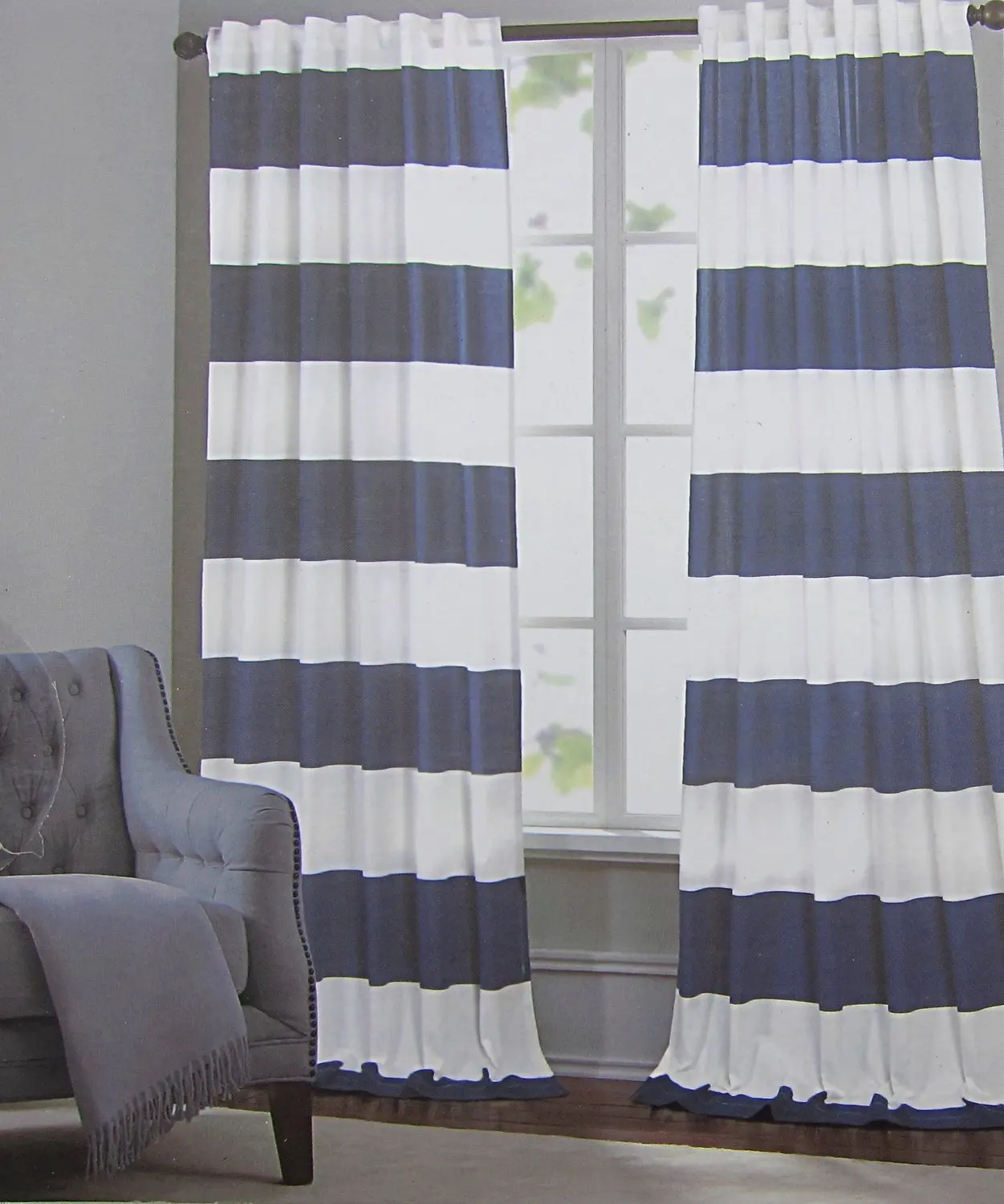 Hillcrest Wide Stripes Curtains 2 Panels 52 By 96 Inch Nautical Hillcrest Wide Stripes Curtains 2 Panels 52 By 96 Inch Nautical Cabana Modern Window D