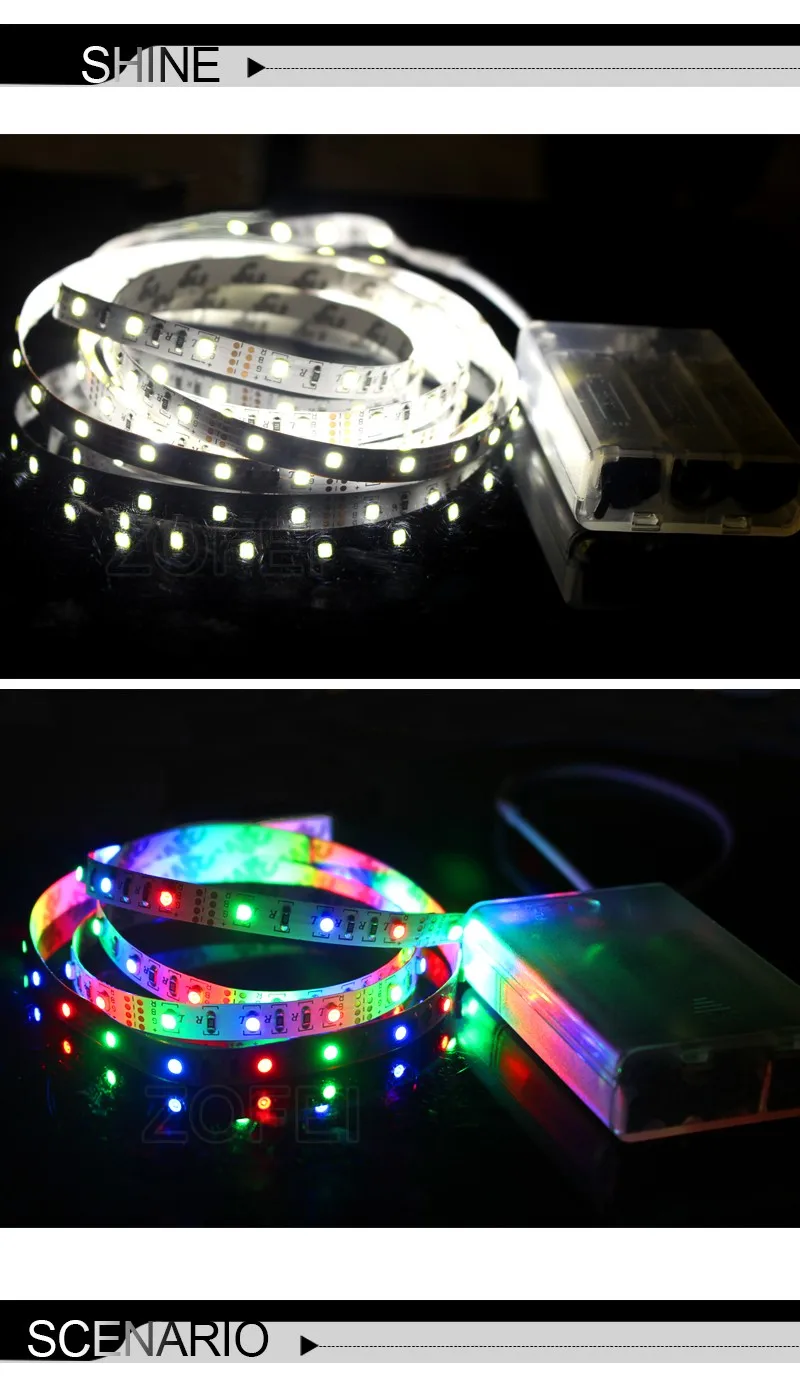 Waterproof RGB 5050 SMD Battery Power LED Strip Flexible Lights Lamp