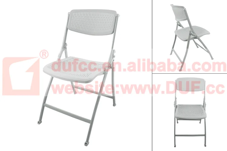Cheap Metal Folding Chairs Gray White Economic Plastic Chairs Portable Armless Chair with Hole