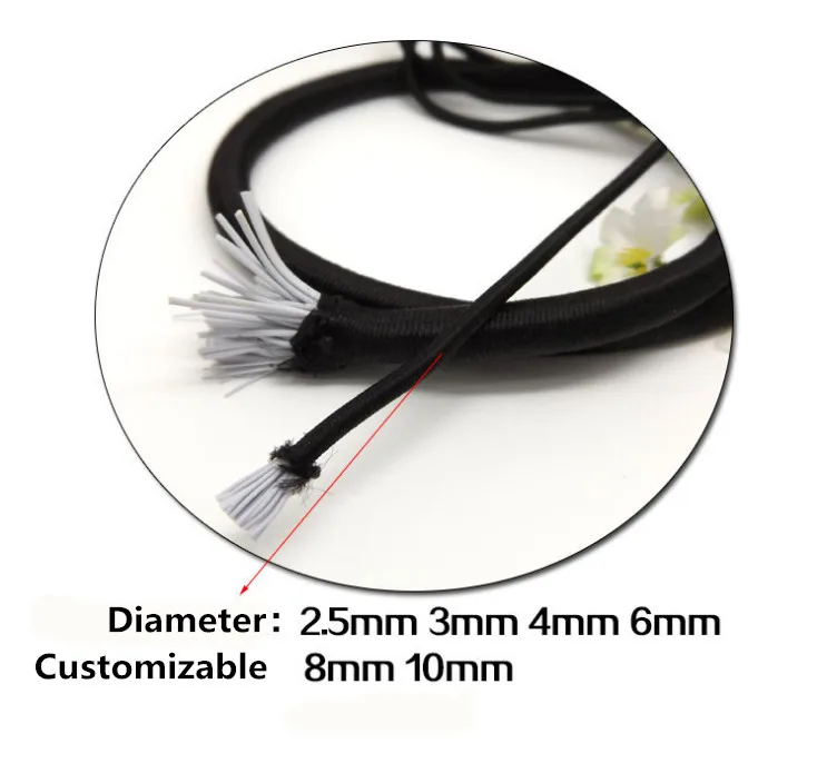 Retail Wholesale 3mm Braided Elastic Rubber Bungee Cord For Clothing