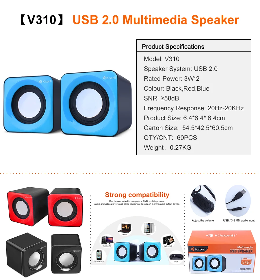 Best Sound Kisonli Speaker V310 Multimedia Computer Speaker System - Buy  Multimedia Computer Speaker System,Mini Speakers Computer,Speakers Computer  Product on Alibaba.com