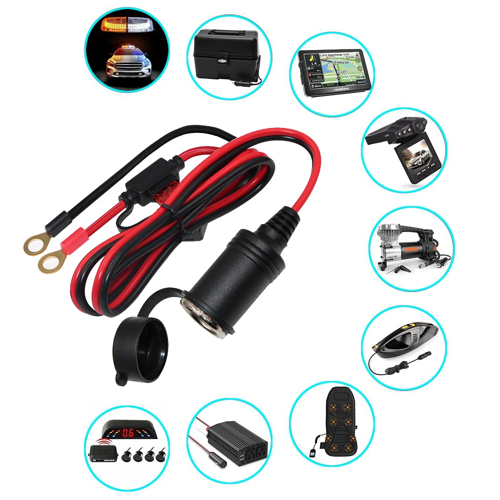 12v Socket Auto Battery Powered Fuse Waterproof Power Outlet Electronic