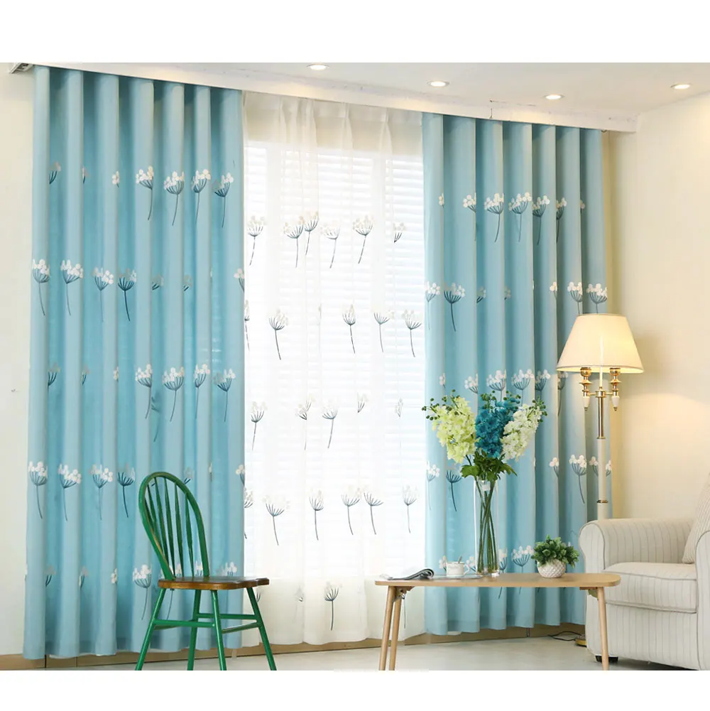 Napearl Elegant Ready Made Pink Blue Embroidered Curtains For The ...