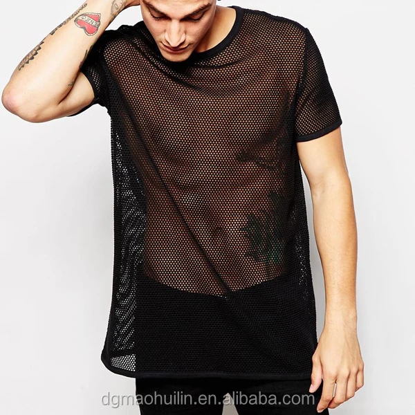 mens black mesh t shirt