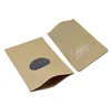 Stand Up Ziplock Brown Kraft Paper Heat Seal Doypack Food Storage Bag With Round Clear Window Coffee Bath Salt Packaging Pouch