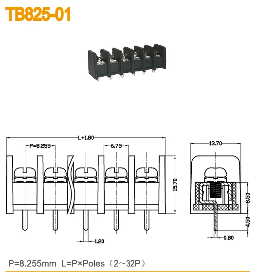 Terminal Blocks Electrical Ul94-v0 Terminal Block Barrier Type - Buy ...