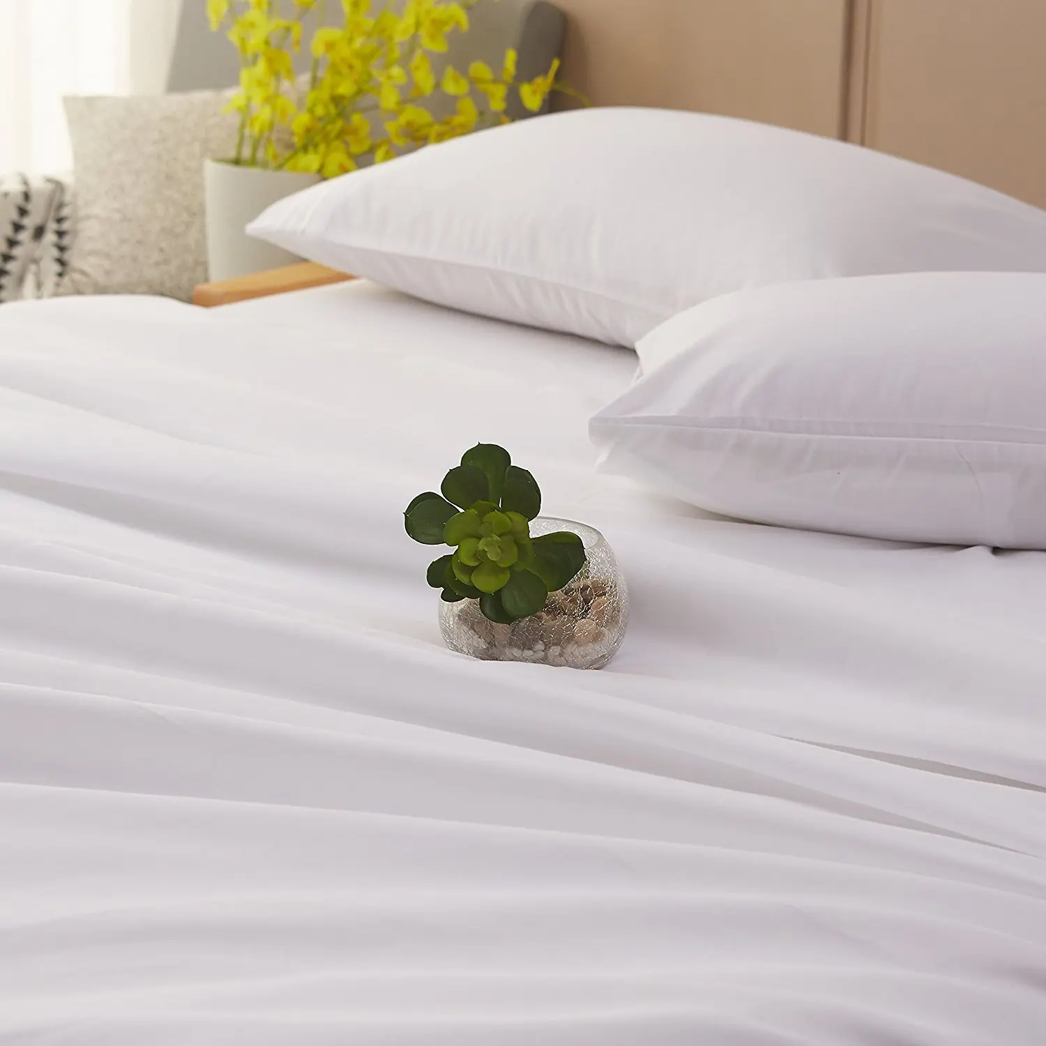 Wholesale 100 Cotton White Luxury 5 Star Hotel Linen Bed Sheet Set