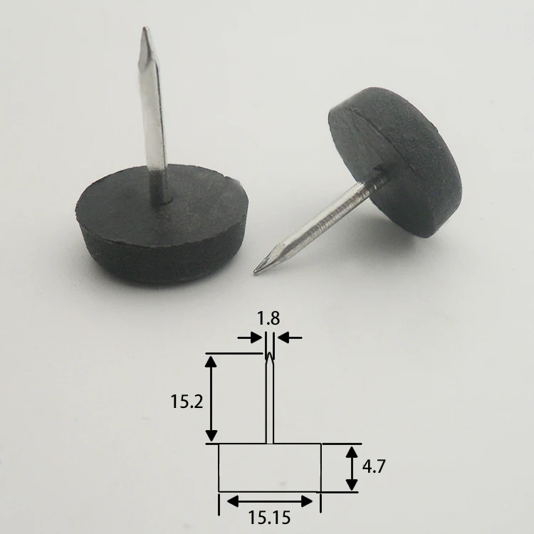 Nylon Furniture Sliders Nail Chair Leg Floor Protectors Nail 18mm