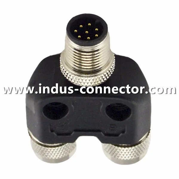 8 Pin Patch Cord M12 Male Female Cat5e A Code Y Splitter Connector
