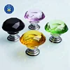 Colorful Diamond Shape 40mm Crystal Glass Pull Handle Furniture Knob
