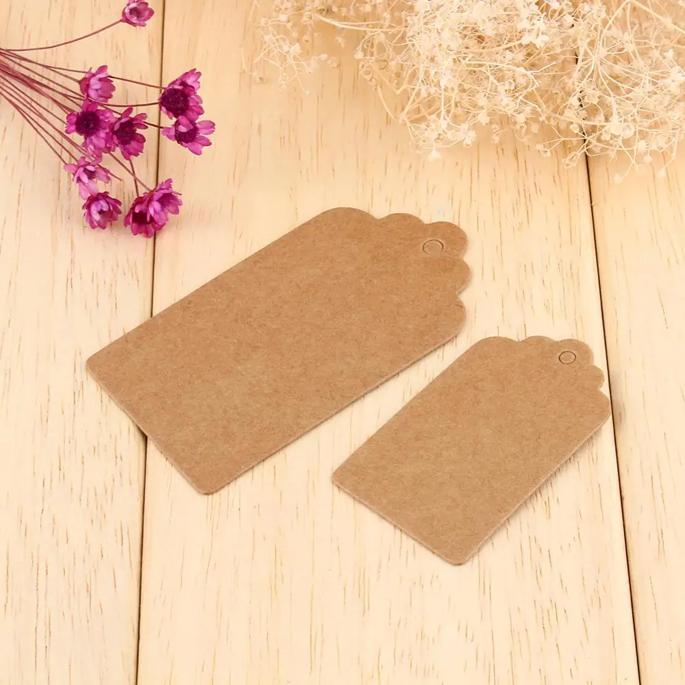 100pcs/bag Diy Kraft Paper Tags Head Label Luggage Wedding Party 5x3cm