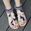 P0159 Summer new national wind sandals colorful tassel flat comfortable buckle beach toe women's shoes sandals