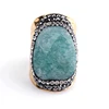 Bojiu Jewelry Natural Stone Ring Diamond Gold Plated Adjustable Size Finger Ring