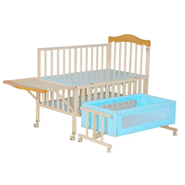 4 In 1 Imported Solid Wood Baby Bed Single Cradle Kids Cots Attached ...