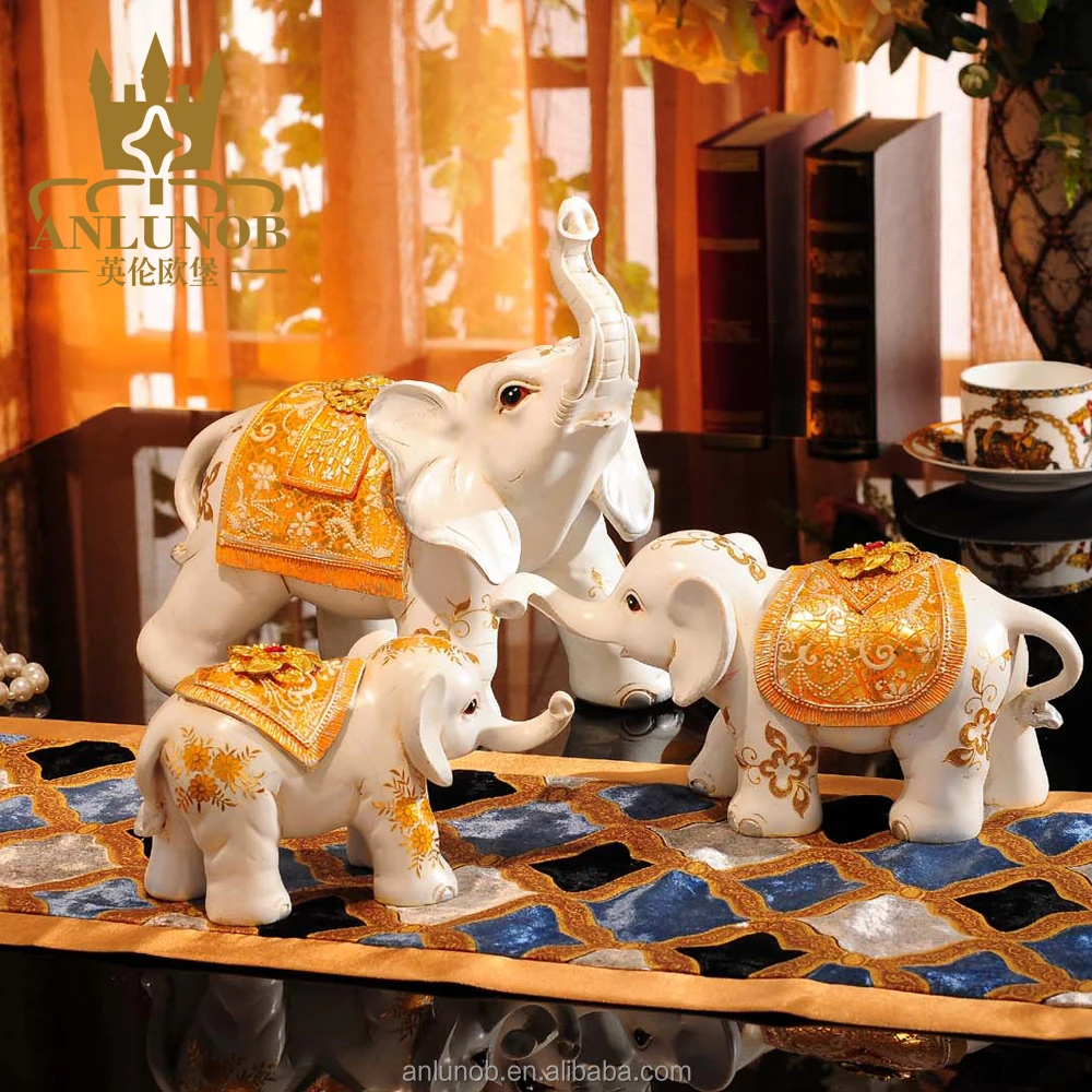 Goud dier royal art geschilderd epoxyhars 3 set olifant standbeeld ... Slaapkamer set goud