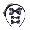 Wholesale Baby Cartoon Grosgrain flower print Ribbon Bow Headband Polka Dot Rabbit Ear Hair Clip Accessory Set
